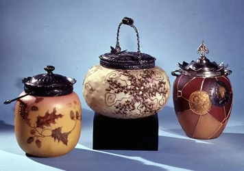 Three cracker jars with enamelled and gilt decoration, 1888-95